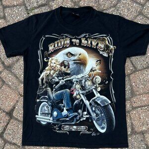 Caballo Live To Ride Biker T Shirt Men Sz M